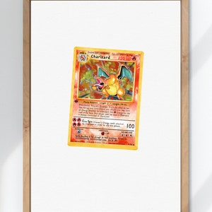 Glurak Zeichnung - Pokemon Karte Art Print A5 A4 A3 Size - realistisches Marker Kunstwerk 1. Auflage shadowless