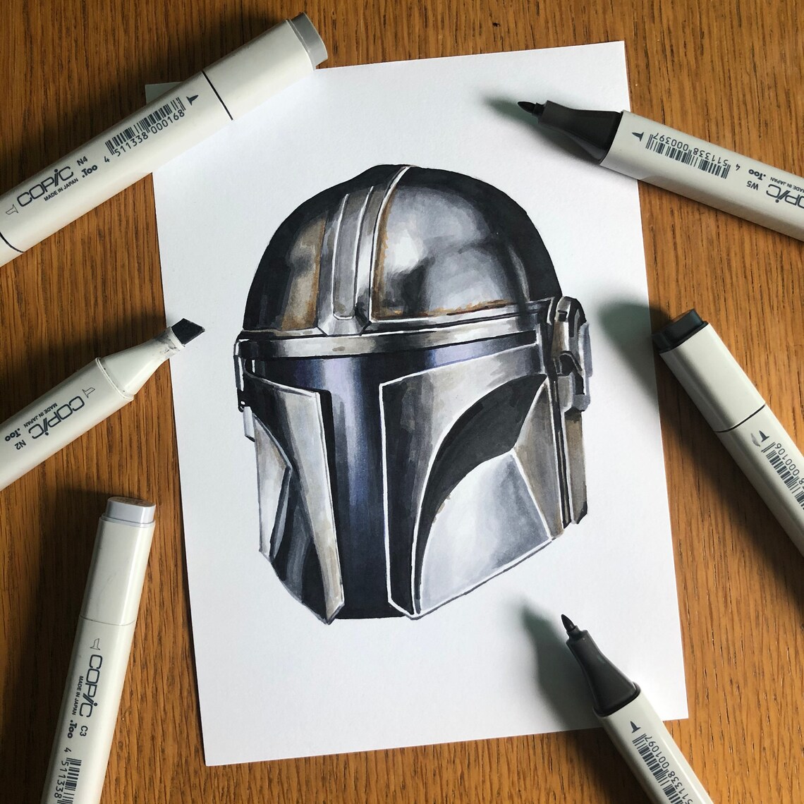 Mandalorian Helm Zeichnung Kunstdruck A5 A4 A3 Größen Etsy