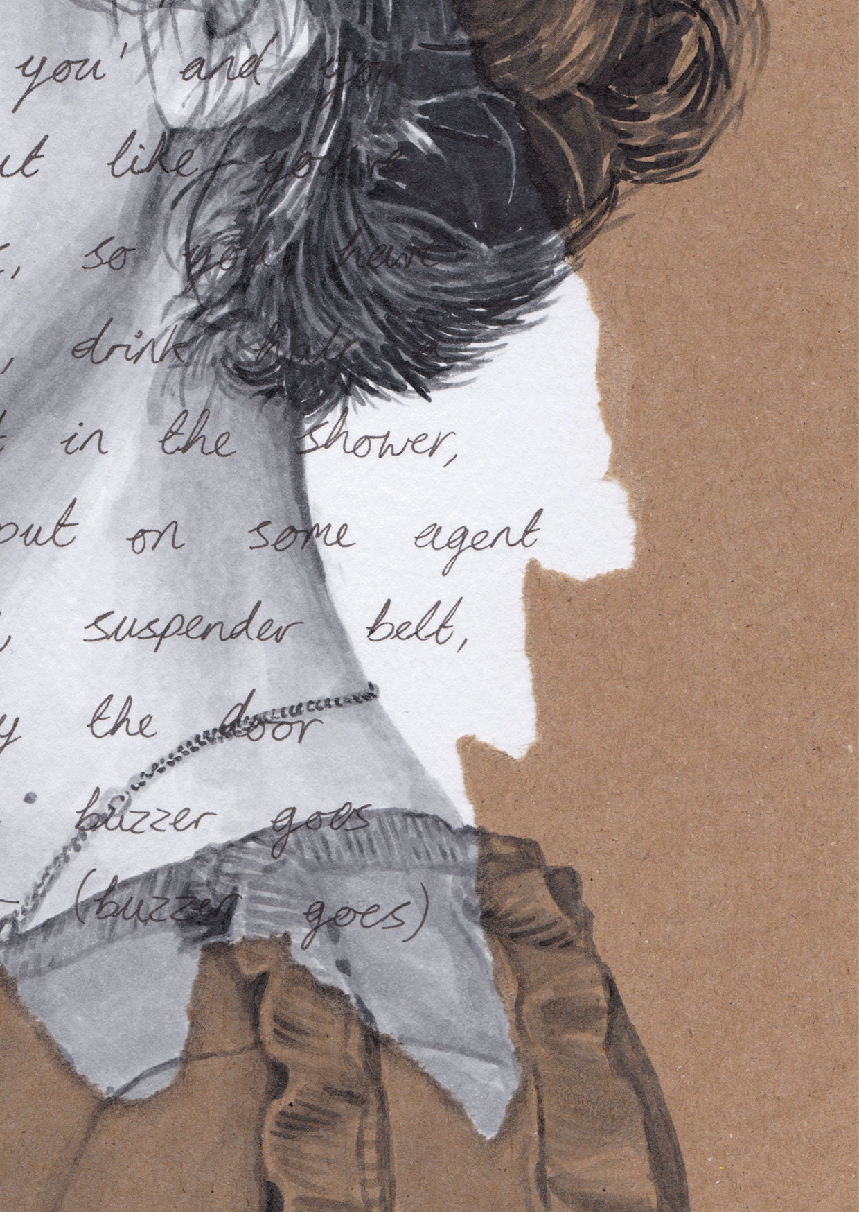 Fleabag Portrait Drawing With Script Background - Giclée Art Print ...