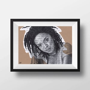 Lauryn Hill Portrait Drawing with Doo Wop (That Thing) Lyrics - Signed Giclée Art Print - A5 A4 A3 sizes