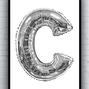 C Ballon Tusche Zeichnung - Kunstdruck - A5 A4 A3 Größen - Marker Stift Illustration - Folie Alphabet Buchstabe C Kunstwerk