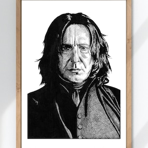 Severus Sneep Pen Tekening - Kunstprint - A5 A4 A3 Maten - Alan Rickman Harry Potter inktpen illustratie portret artwork