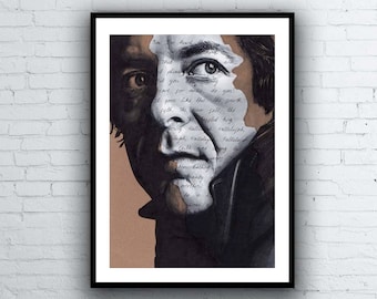 Leonard Cohen Portrait Drawing - signed Giclée art print with Hallelujah Lyrics - A5 A4 A3 Size