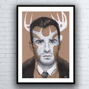 The Leftovers Kevin Garvey Portrait Drawing - Limited Edition Giclée Art Print - Justin Theroux - A5 A4 A3 sizes