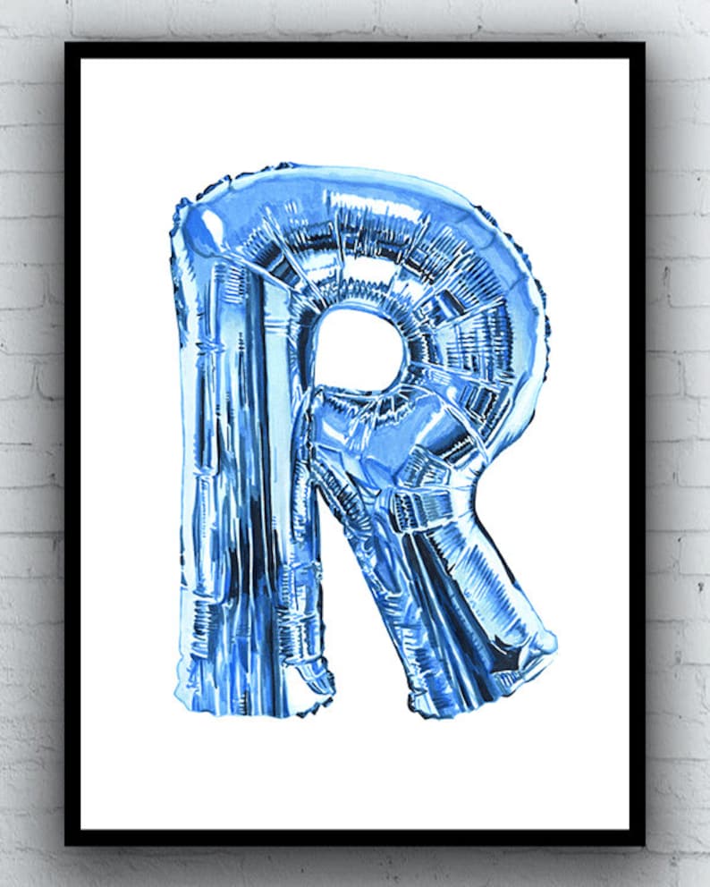 Letter R Foil Balloon Art Print – Marker Pen Illustration - Etsy