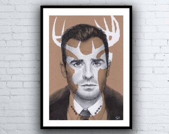 The Leftovers ORIGINAL Kevin Garvey Portrait Drawing - A4 Size Art Justin Theroux Marker pen painting artwork