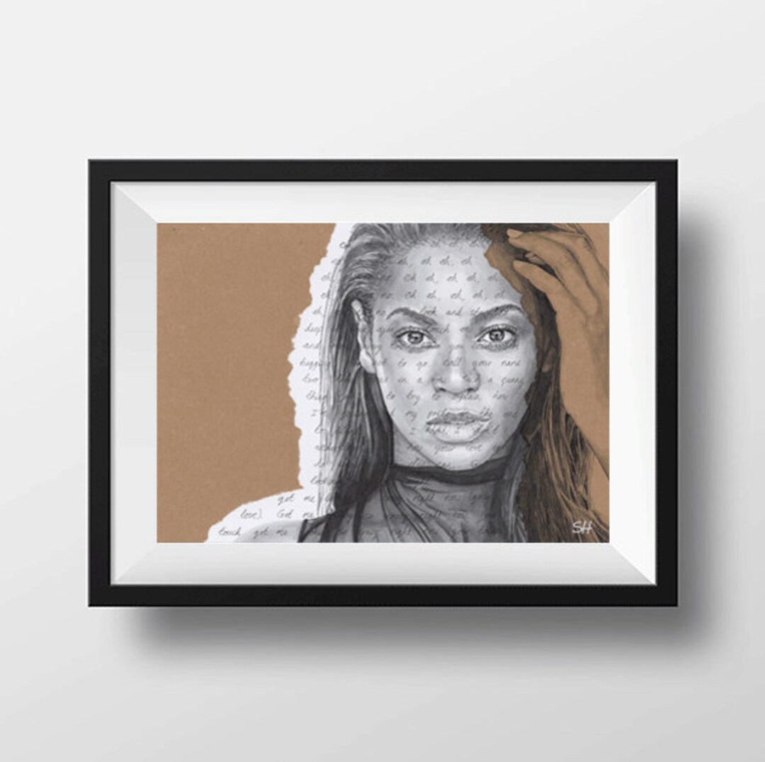 Beyonce ORIGINAL Portrait Drawing With Crazy in Love Lyrics Beyonce ORIGINAL Portrait Drawing With Crazy in Love Lyrics