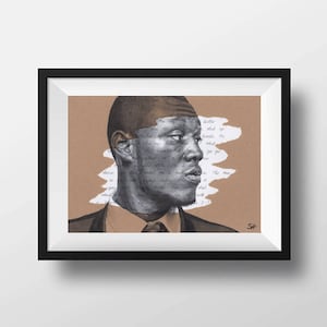 Stormzy Portrait Drawing with Shut Up Lyrics - Signed Giclée Art Print - A5 A4 A3 sizes