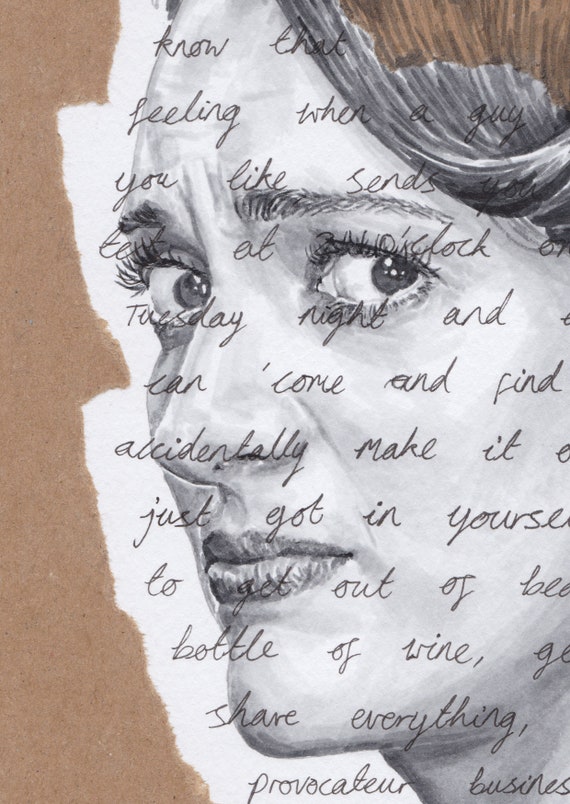 Fleabag Portrait Drawing With Script Background Giclée Art - Etsy
