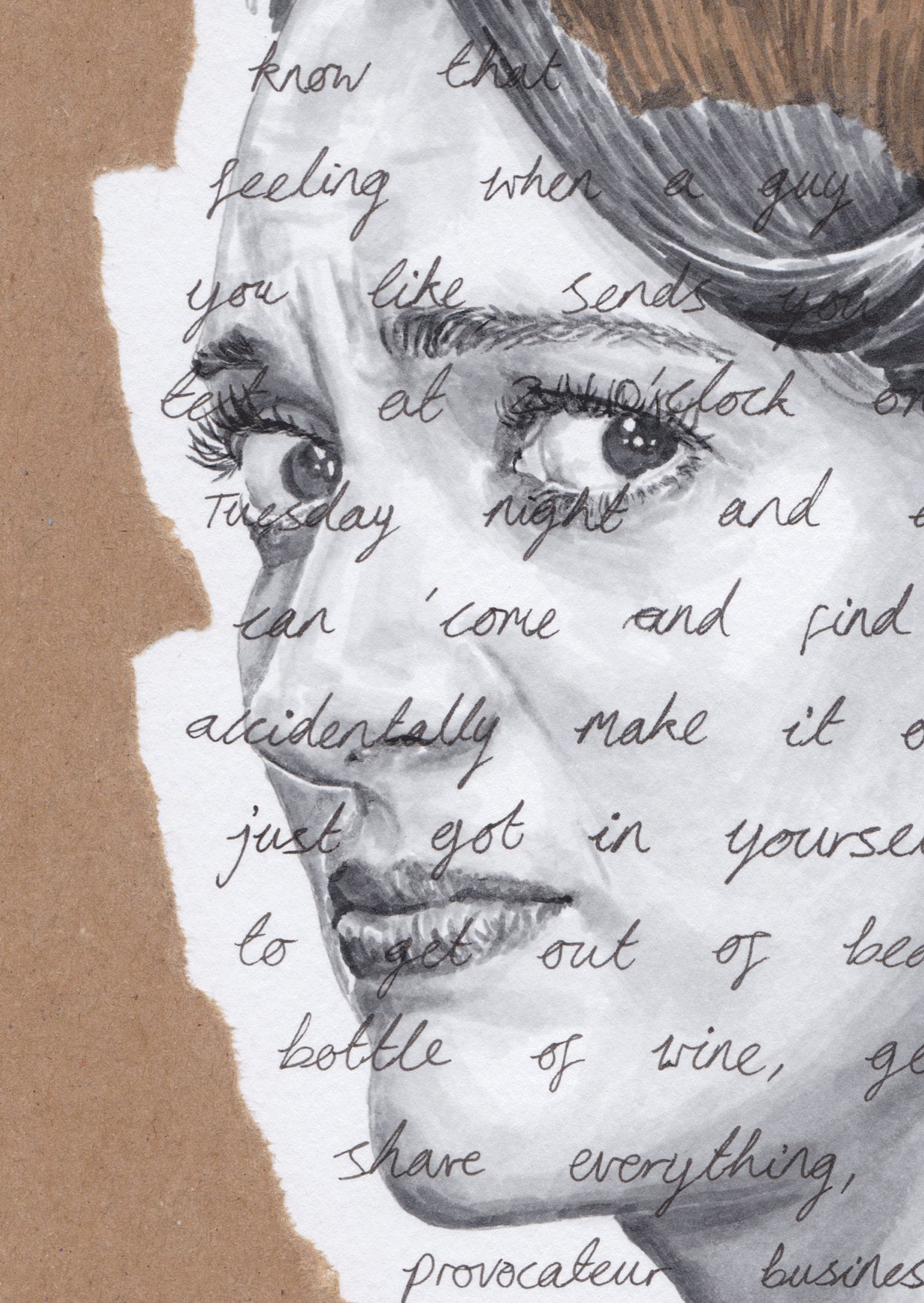 Fleabag Portrait Drawing With Script Background - Giclée Art Print ...