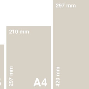 Puede incluir: Diagrama que muestra las dimensiones de los tama&ntilde;os de papel est&aacute;ndar A3, A4 y A5. El A3 es de 297 mm por 420 mm, el A4 es de 210 mm por 297 mm y el A5 es de 148 mm por 210 mm.