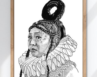 Dibujo a tinta Jobu: Todo en todas partes, todo a la vez. Impresión artística