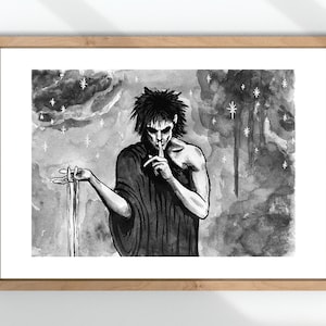 Sandmännchen Tuschemalerei - Kunstdruck - A5 A4 A3 Größen - Morpheus Dream Illustration - inktober 2020 Schlaf Kunstwerk