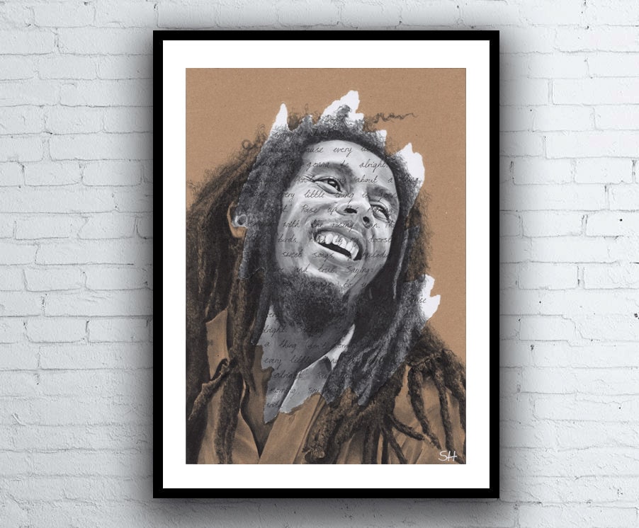 Imprimé en relief Bob Marley fait à la main - France Imprimé en relief Bob Marley fait à la main - France