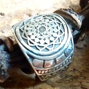 925 silver ring for men, rock ring, women's ring, massive silver ring, ethnic mandala ring, nomadic ring, tribe ring, boho ring, Paris France