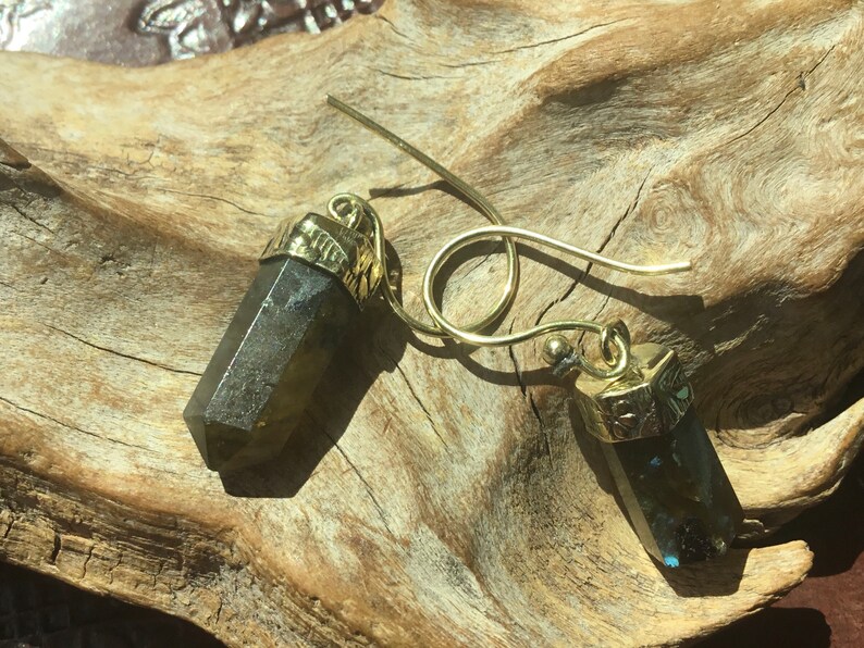 Labradorite loops brass loops prism loops Unique Loops Ethnic Loops