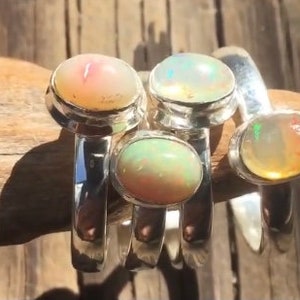 Bague spinner opale brute d'Ethiopie