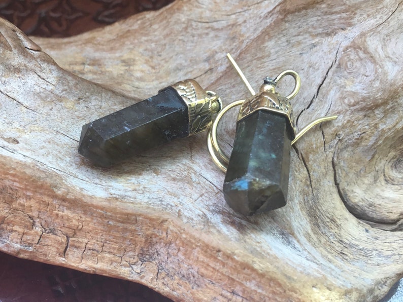 Labradorite loops brass loops prism loops Unique Loops Ethnic Loops