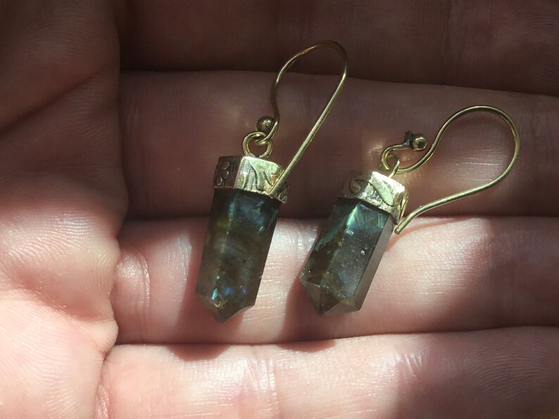 Labradorite loops brass loops prism loops Unique Loops Ethnic Loops