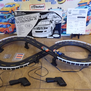 Loctite Permatex Winners’ Cup Slot Car HO Scale Electric Racing Track-8ft-with 2 Controllers-Roch Racing-Original Adult Owner-Like New!