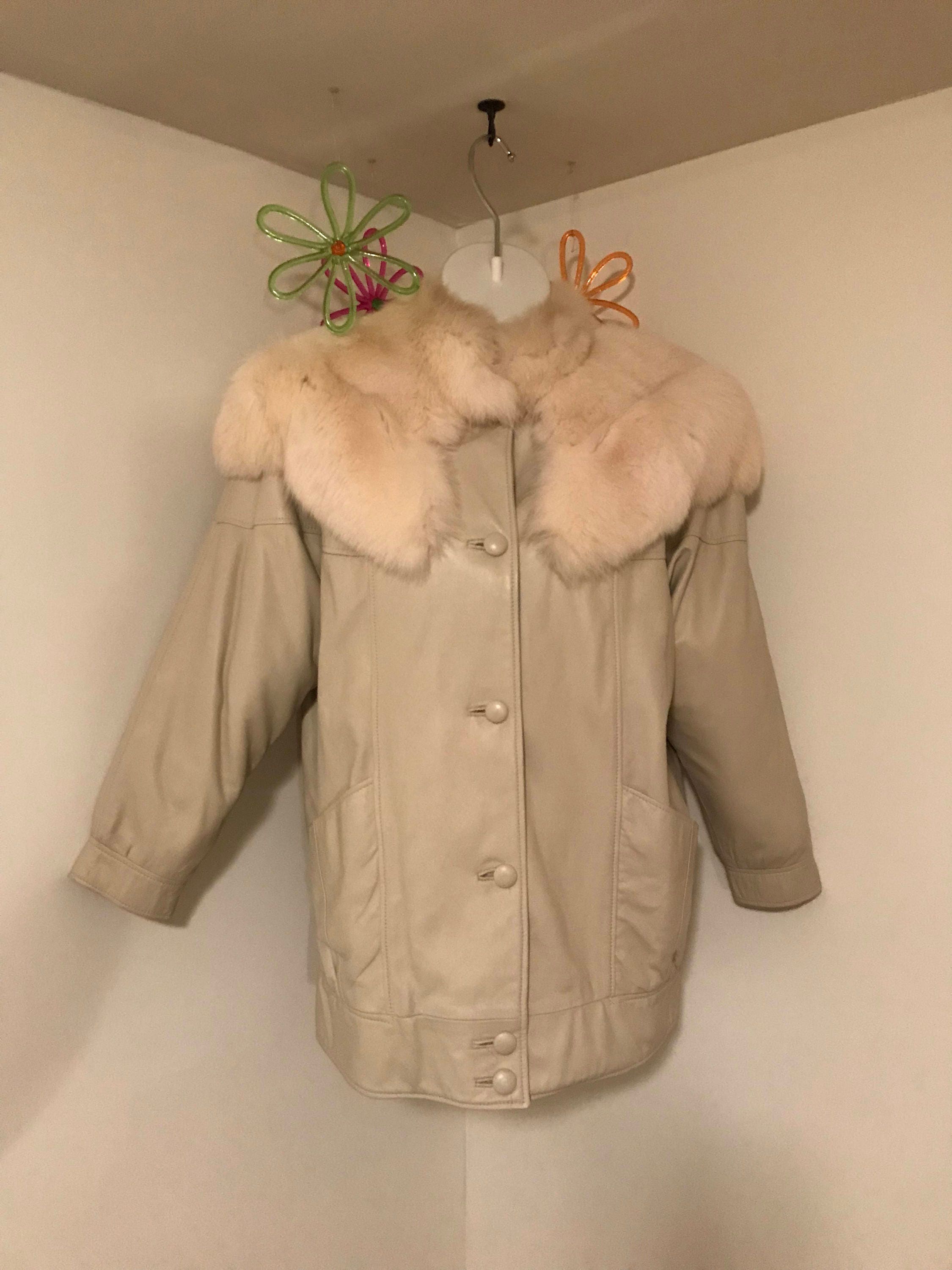 Vintage Cream Leather Jacket