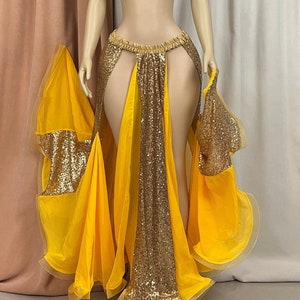 Belly Dance Seaquins Skirt Slit Both Side SK1911 royal blue, gold, black,green,white and purple 9 color