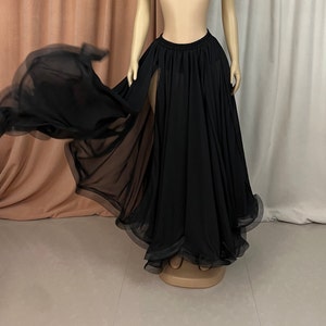Buikdansrok Slit Both Side SK1905 zwart, felroze, donkergroen, paars, TRQ 5-kleuren