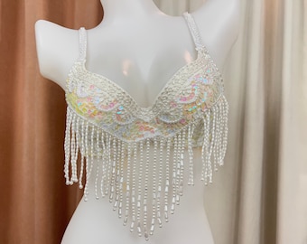 Hand Beaded Belly Dance Samba Costume bra only 4  colors bra201