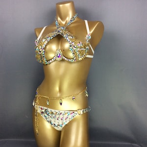 Samba Carnival wire bra and  panty Passista Pageant Cabaret Broadway Theater Mardi Gras, Vegas Showgirl C018