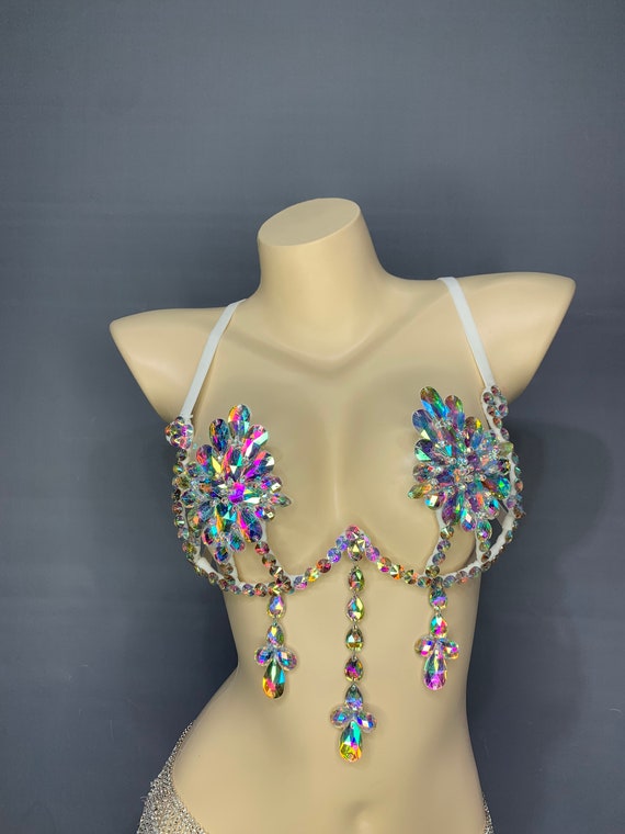 Buy Samba Carnival Wire Bra Rainbow Silver ,royal Blue ,gold Stone 3 Color  Can Choose Online in India 