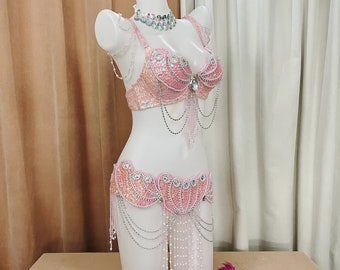 New Belly Dance Costume Set for Women Bra+belt+necklace 3piece