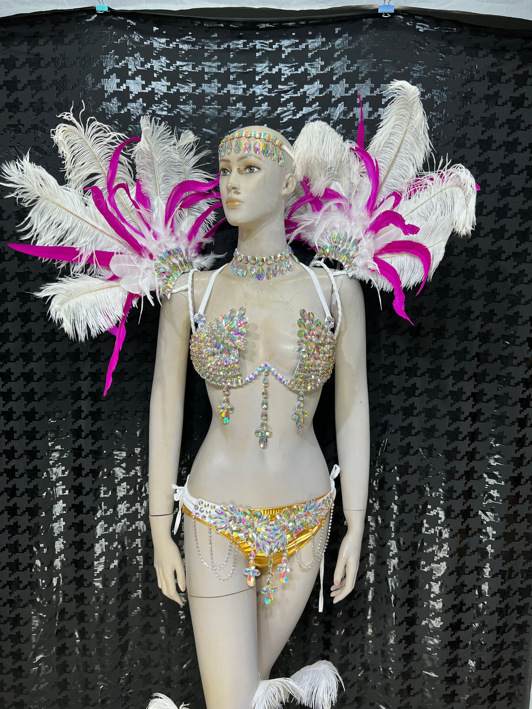 Samba Carnival Wire Bra and Panty and Feather Hand Beads Passista Pageant  Cabaret Broadway Theater Mardi Gras, Vegas Showgirl -  Norway