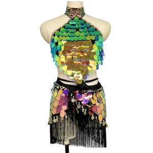 Samba Belly Dance Costume FREE SHIPPING Hand Beaded Top,Scarf and Panty