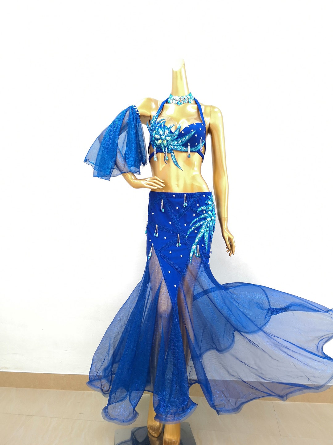 Hand Beaded Belly Dance Samba Costume Bra Belt Skirt 4pcs - Etsy