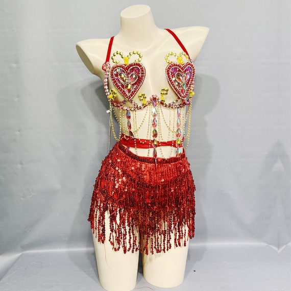 Samba Carnival Wire Bra and Panty Hand Beads Passista Pageant