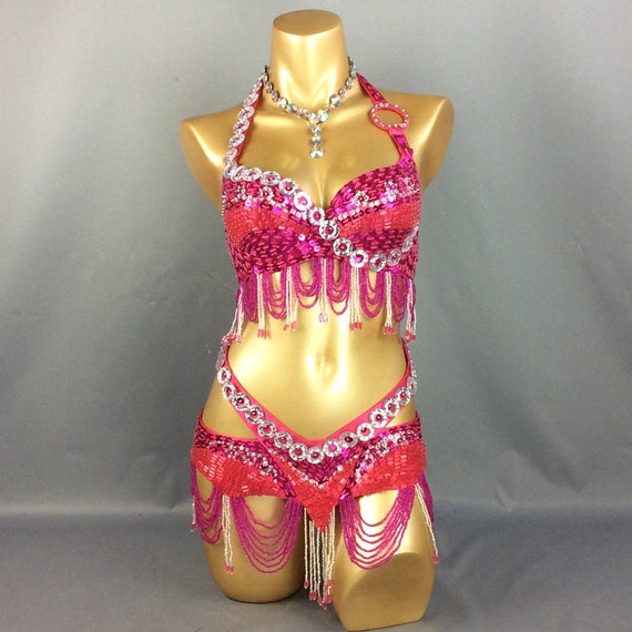 Hand Beaded Belly Dance Samba Costume Bra Belt Skirt 3pcs Tf250 34B-40D Bra  