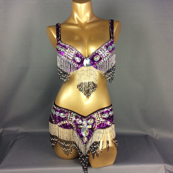 Hand Beaded Belly Dance Samba Costume Bra Belt -  Canada