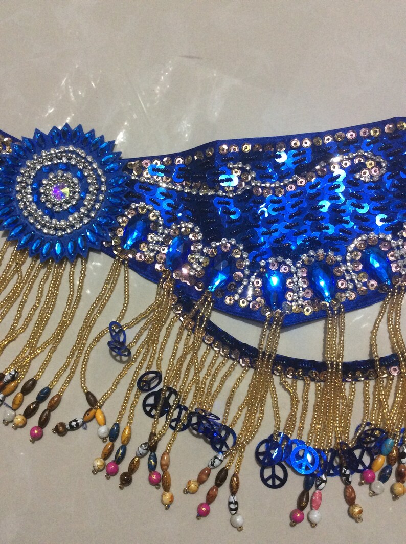 Hand Beaded Belly Dance Samba Costume Royal Blue&silver Color | Etsy