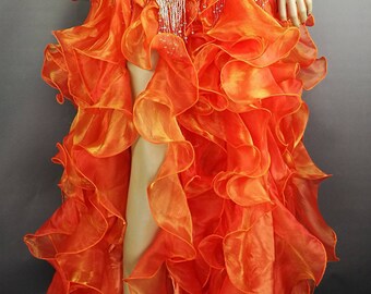 Belly Dance Skirt  Waves Skirt  Orange  Red  Green