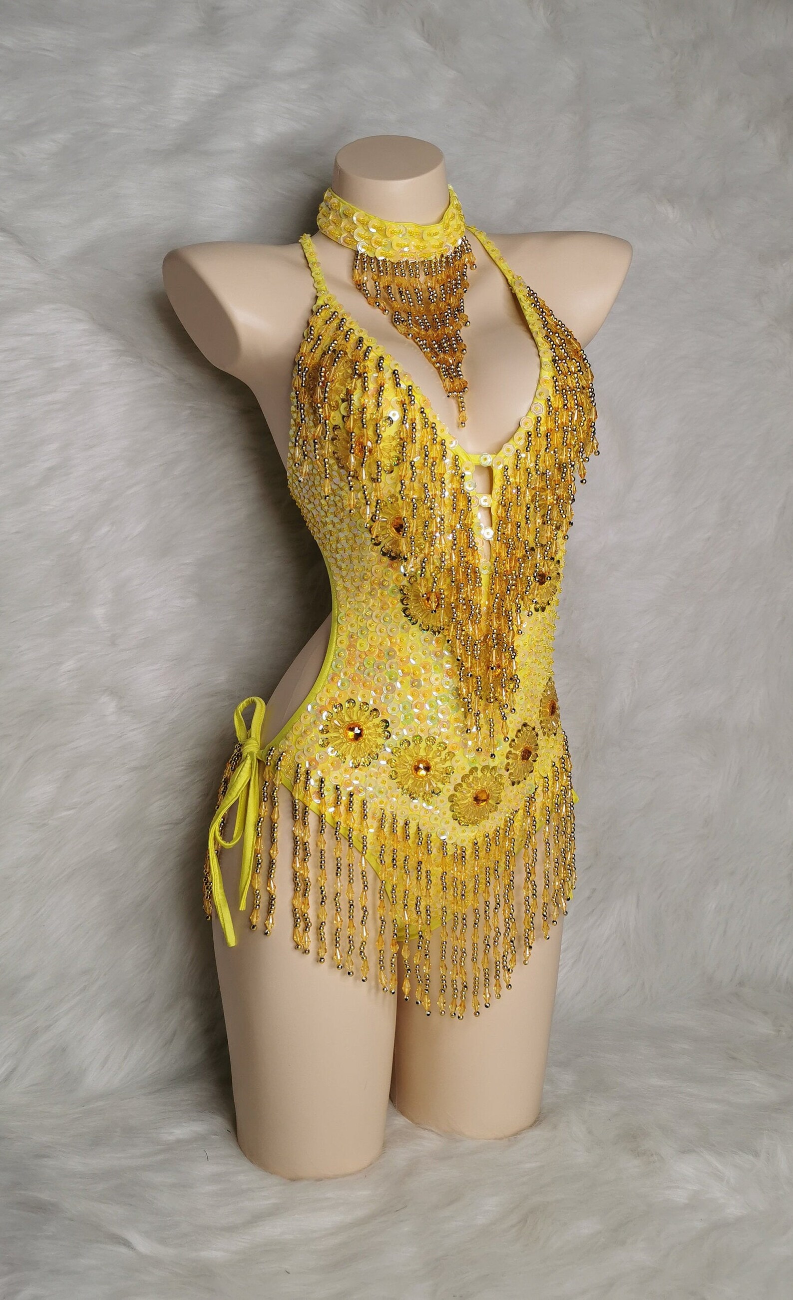 Sexy Women Beads Bodysuit Sequin Swimsuit Latin Dancer Etsy
