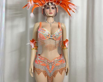 オレンジ カーニバル衣装 ビーズ装飾 楽天市場】k-pop 衣装 オレンジ カーゴパンツ キッズダンス衣装 橙色