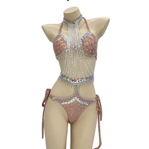 Samba Carnival bra and  panty Hand Beads Passista Pageant Cabaret Broadway Theater Mardi Gras, Vegas Showgirl 3 styles