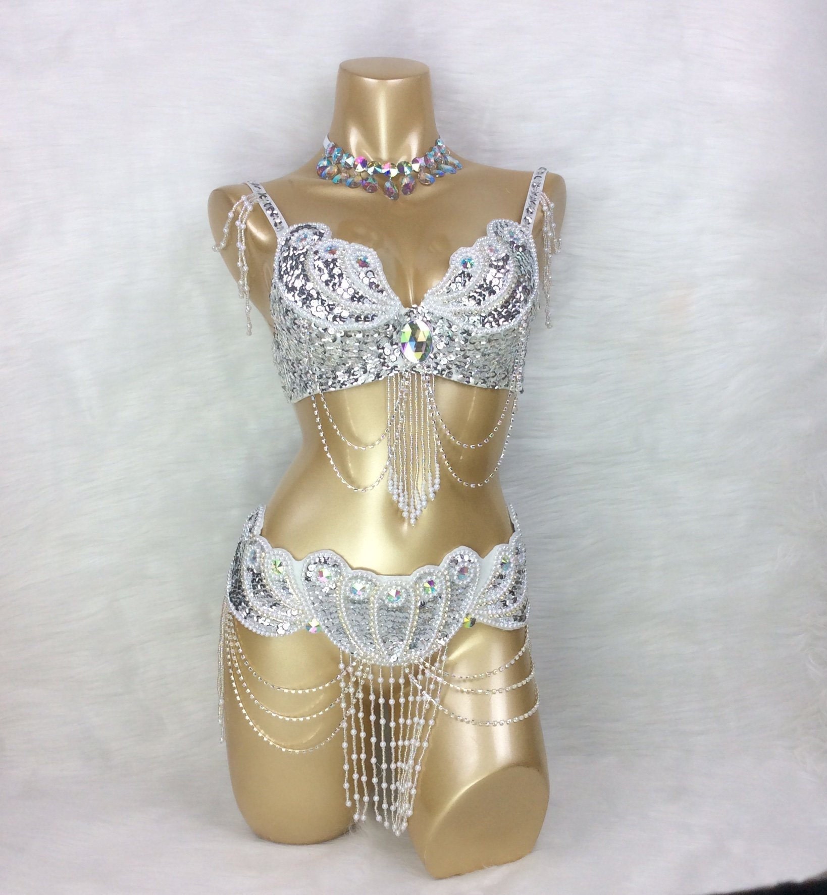 Vêtements de danse du ventre pour femmes Robe Bra Belt 3 pièces Sexy Belly Dance  Costume de carnaval Costume de danse