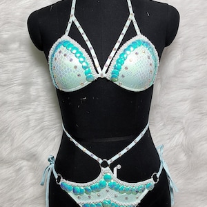 Glitter Swimsuit Sexy One Piece Shiny Bikini Swimsuit Set Summer Holiday Monokini Swimwear Beachwear Bathing Suit blue color
