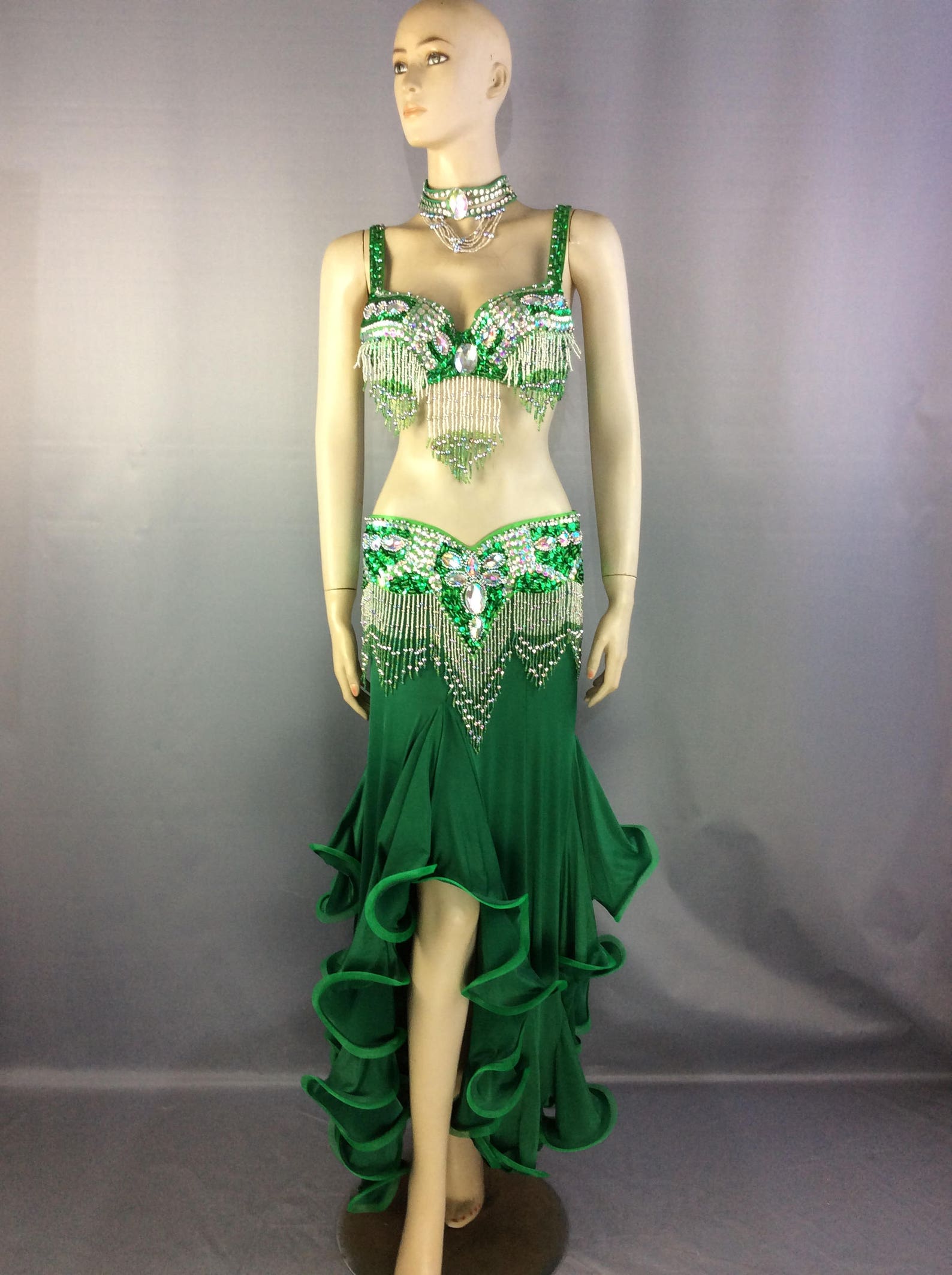 TF1618SK38 Hand Beaded Belly Dance Samba Costume bra belt | Etsy