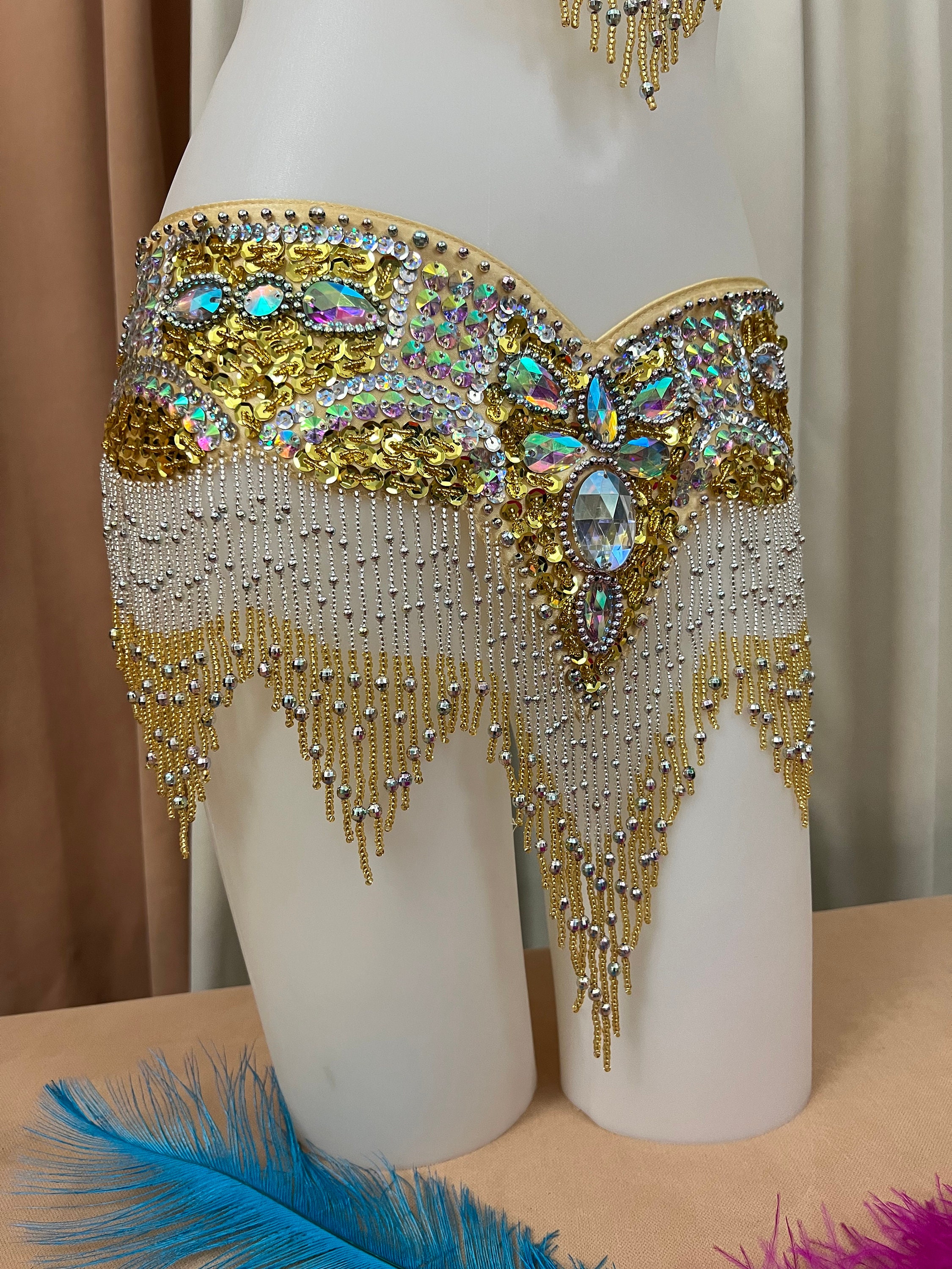 FREE SHIPPING Hand Beaded Belly Dance Samba Costume Bra Belt 2pcs Tf1618 Etsy Canada