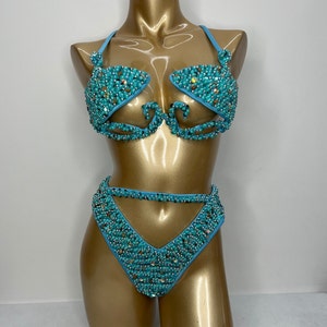 Soutien-gorge et culotte en armature métallique carnaval samba, perles à la main, reconstitution historique Passista, cabaret, théâtre de Broadway, mardi gras, maillot de bain Vegas Showgirl C047