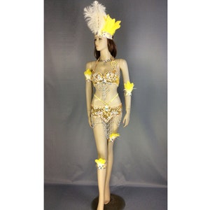 Samba Costume FREE SHIPPING Hand Beaded Belly Dance samba dress 7 pcs set