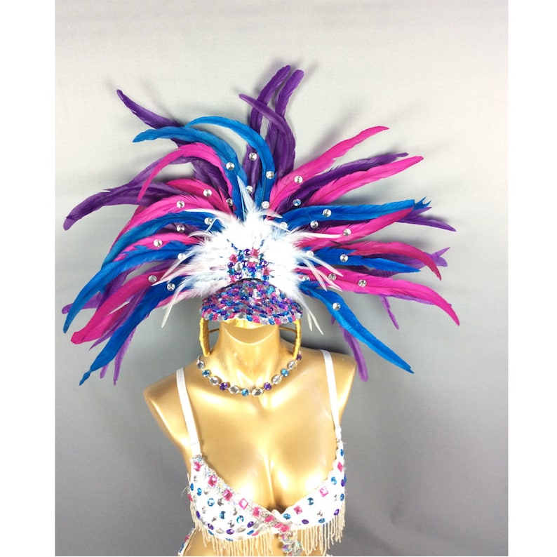 Samba Rio Carnival Costume White Feather Headdress HOT SALE Etsy