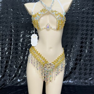 Samba Carnival beugel-bh en string Passista Pageant Cabaret Broadway Theatre Mardi Gras, RAVE Vegas Showgirl C018-3